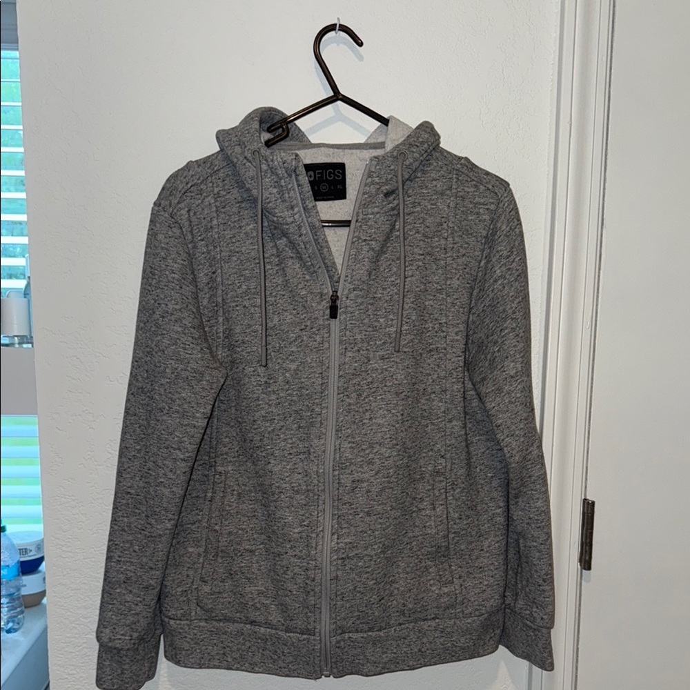 Figs Heather Gray Zip-Up Hoodie